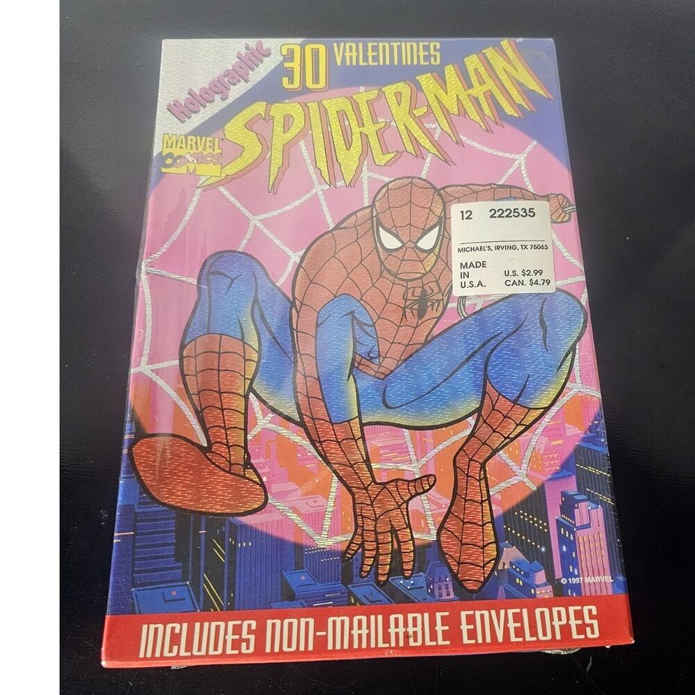 1997 Vtg Holographic Spider Man Valentines Cards NIB 30